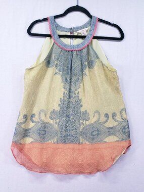 Sundance Women Tank Size 8 100% Silk Multicolor Halter Paisley Lightweight Boho